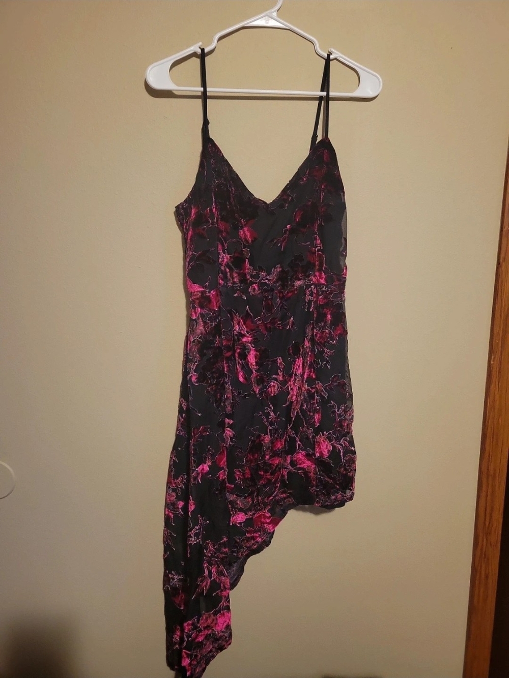 Lulu's Black & Fuchsia Asymmetrical Slip Dress